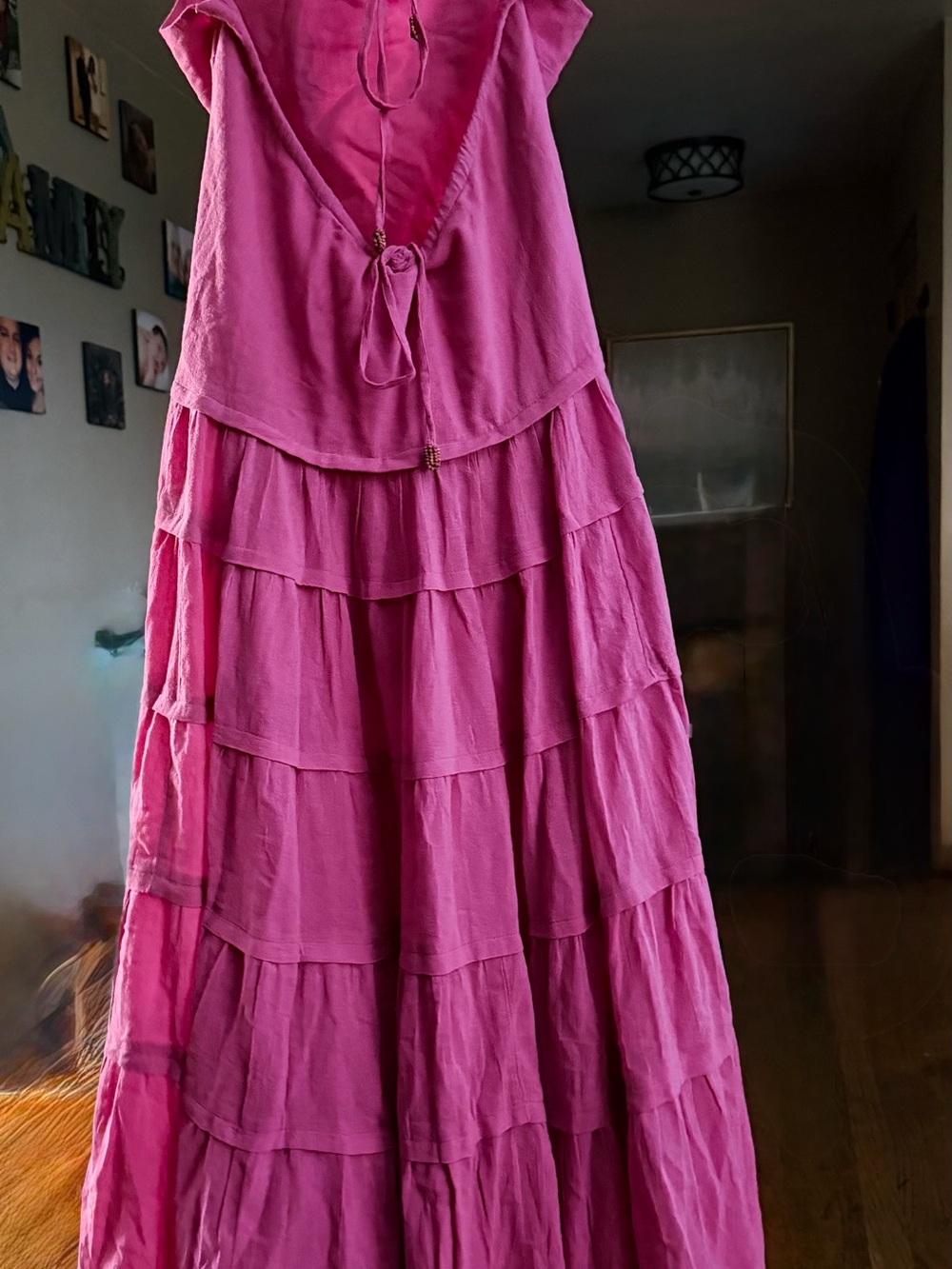 Free People Bright Pink Halter Tiered Midi Dress - Picture 4 of 4